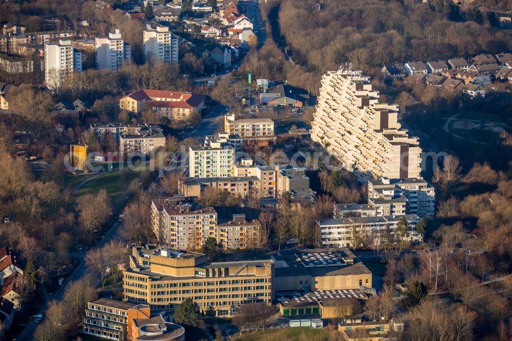 Dortmund from above - View at the terrace high-rise complex Hannibal in the district of Dorstfeld in Dortmund in the federal state North Rhine-Westphalia