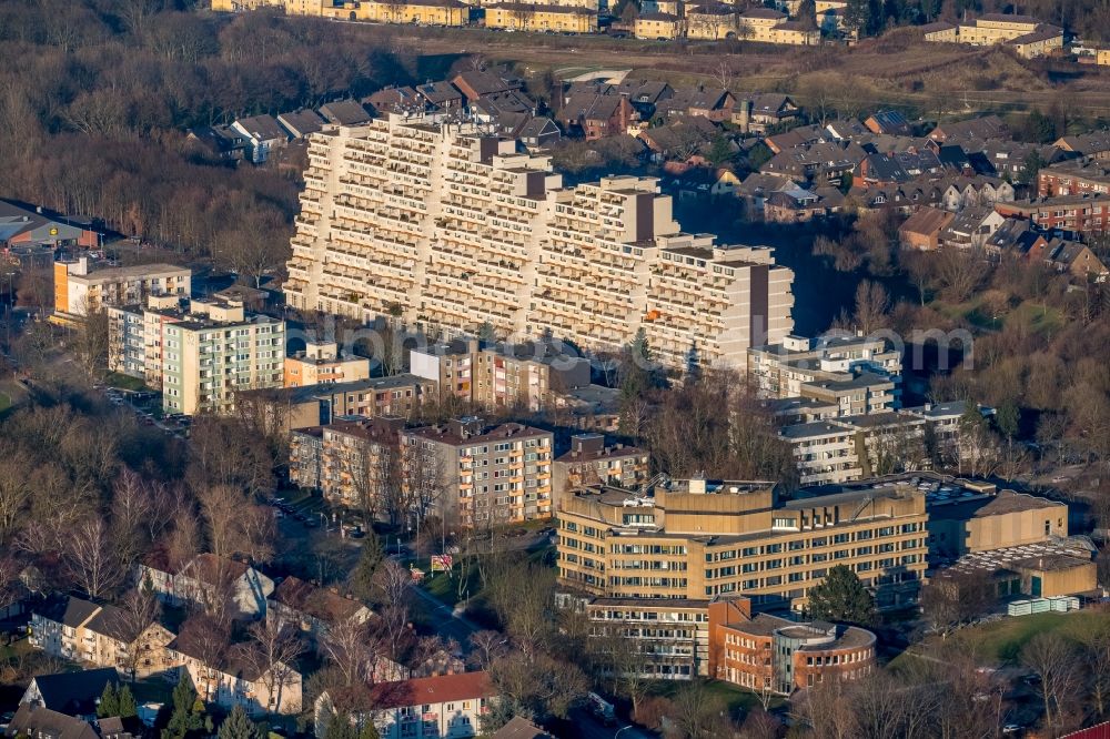 Dortmund from the bird's eye view: View at the terrace high-rise complex Hannibal in the district of Dorstfeld in Dortmund in the federal state North Rhine-Westphalia