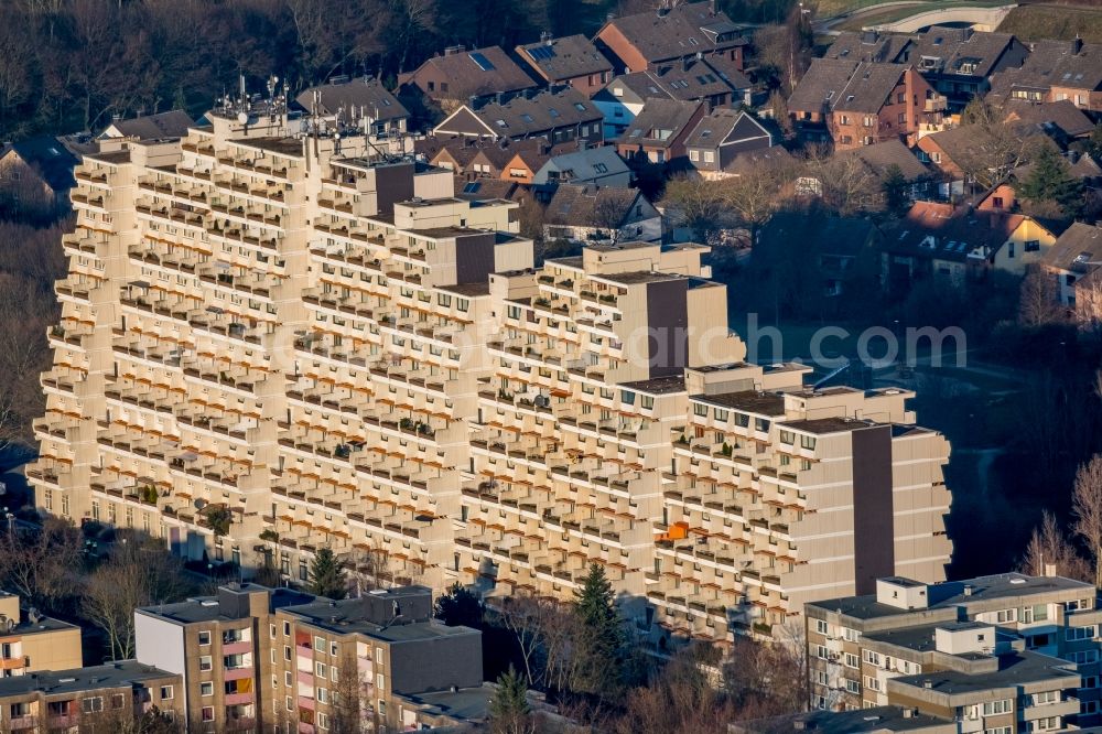 Aerial image Dortmund - View at the terrace high-rise complex Hannibal in the district of Dorstfeld in Dortmund in the federal state North Rhine-Westphalia