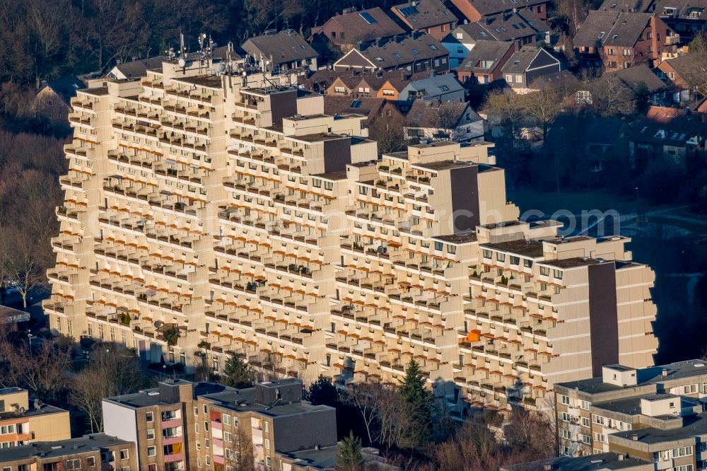 Aerial photograph Dortmund - View at the terrace high-rise complex Hannibal in the district of Dorstfeld in Dortmund in the federal state North Rhine-Westphalia