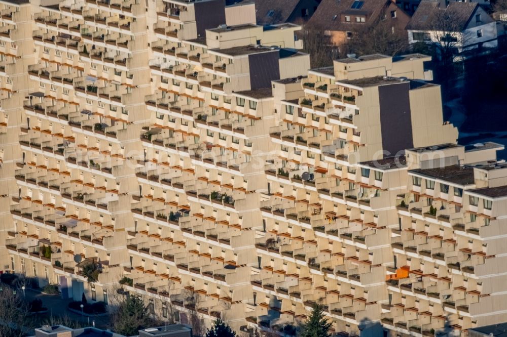 Aerial image Dortmund - View at the terrace high-rise complex Hannibal in the district of Dorstfeld in Dortmund in the federal state North Rhine-Westphalia