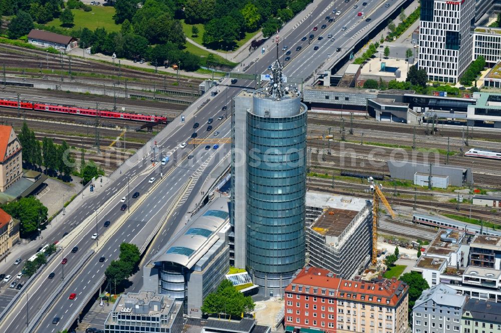 Aerial photograph München - Construction on Skyscraper Central Tower in Munich in Bavaria