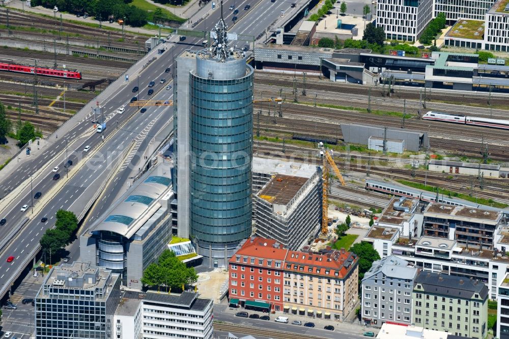 München from above - Construction on Skyscraper Central Tower in Munich in Bavaria