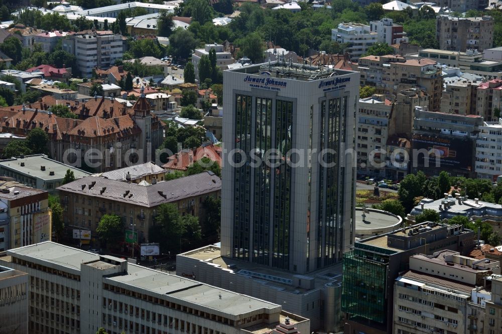 Aerial photograph Bukarest - High-rise building of the Hotel Howard Johnson Grand Plaza in Calea Dorobantilor in the city center of the capital, Bucharest, Romania