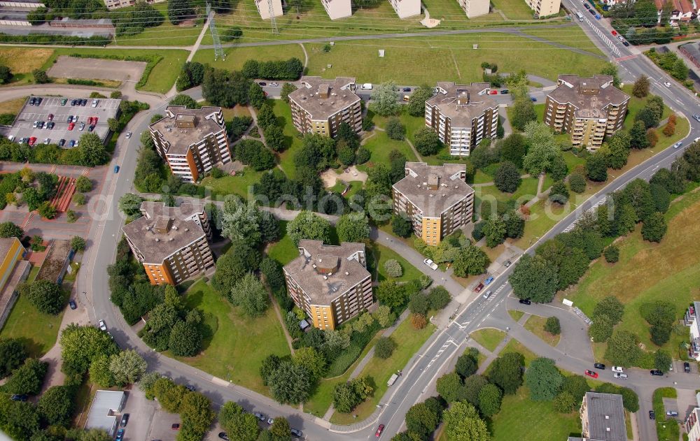 Aerial image Hagen - View of the residential area Am Buegel in Hagen in the state North Rhine-Westphalia