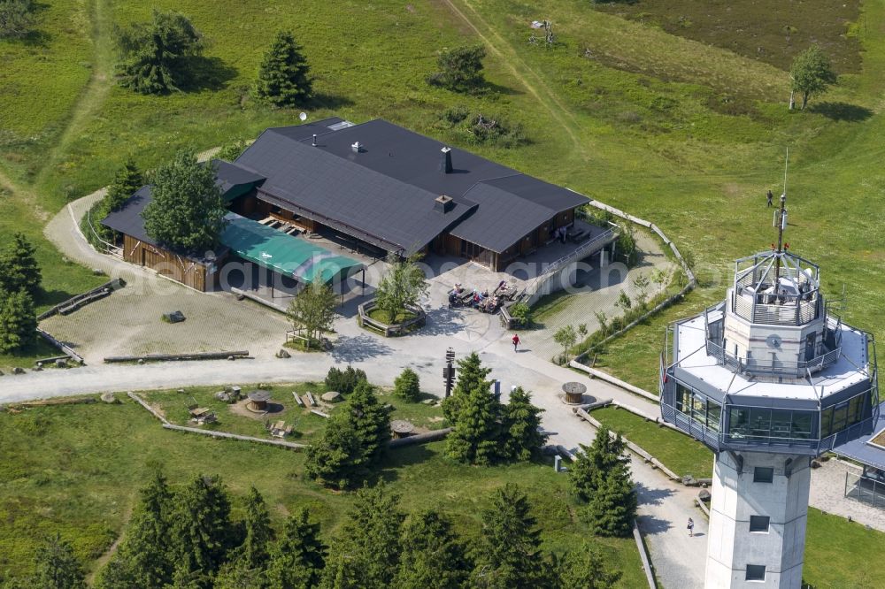 Aerial image Willingen - Hochheide tower and the Ettelsberg mountain hut on the Ettelsberg in Willingen in Hesse