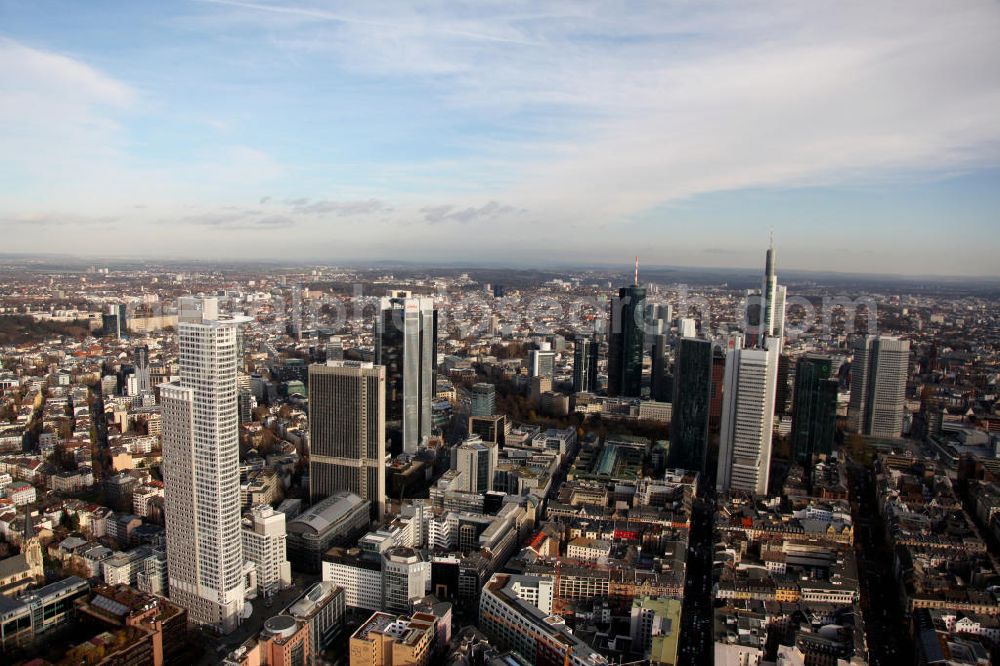 Frankfurt am Main from above - Blick auf die Frankfurter Innenstadt und das Bankenviertel, mit dem Westend Tower, dem Main Tower und dem Trianon. View to the inner city of Frankfurt at the Main.