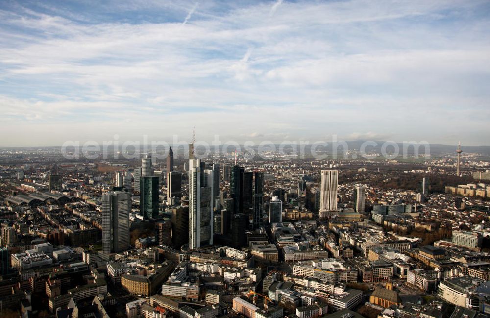 Frankfurt am Main from above - Blick auf die Frankfurter Innenstadt und das Bankenviertel, mit dem Commerzbank-Tower, dem Main Tower und dem Trianon, sowie dem Frankfurter Fernsehturm. View to the inner city of Frankfurt at the Main.