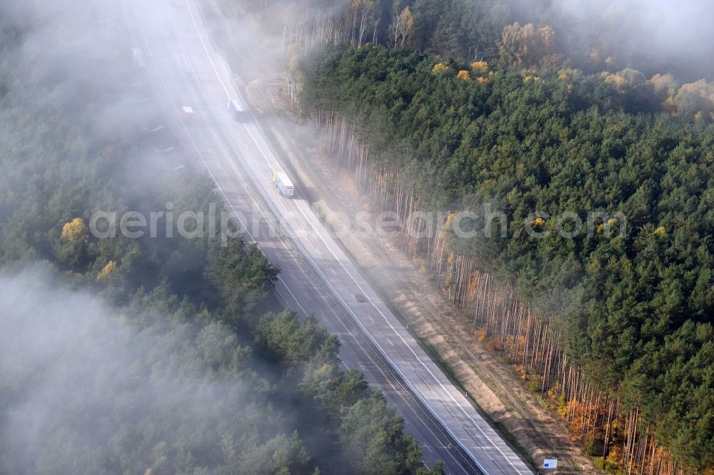 Aerial photograph Rauen - Construction and widening of the route of the highway / motorway BAB A12 / E30 at Rauen in Brandenburg