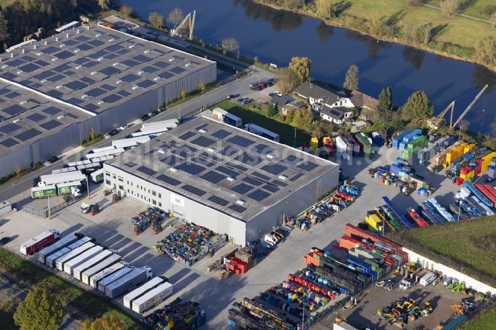 Aerial photograph Bad Oeynhausen - High-bay warehouse building complex and logistics center on the premises of Deutsche Getraenke Logistik - DGL Ostwestfalen-Lippe GmbH & Co. KG on the street Faehrweg in Bad Oeynhausen in the state of North Rhine-Westphalia, Germany