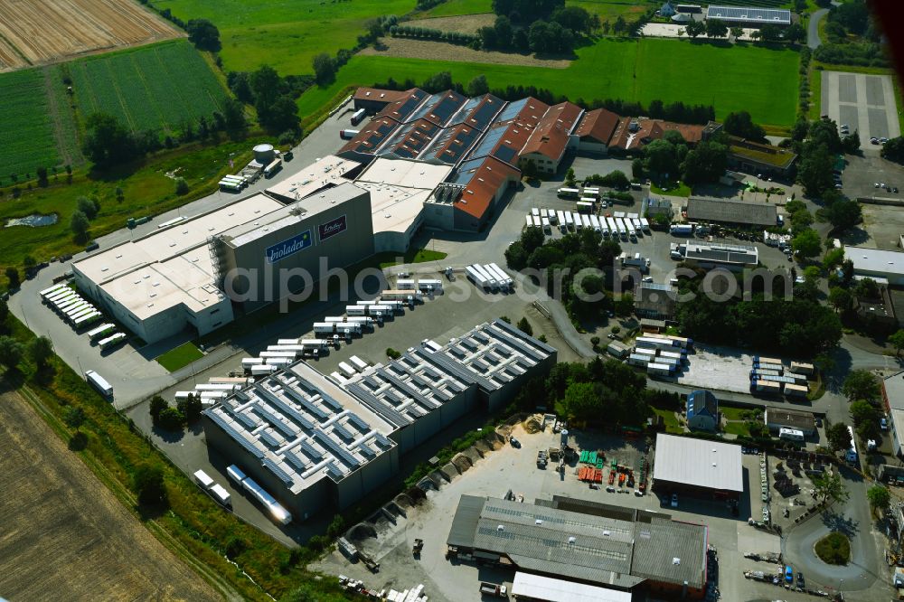 Aerial image Coesfeld - High-bay warehouse building complex and logistics center on the premises the organic wholesaler Weiling on street Erlenweg in Coesfeld in the state North Rhine-Westphalia, Germany