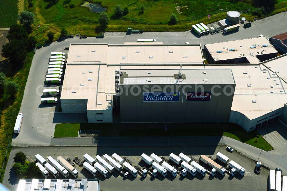 Coesfeld from above - High-bay warehouse building complex and logistics center on the premises the organic wholesaler Weiling on street Erlenweg in Coesfeld in the state North Rhine-Westphalia, Germany