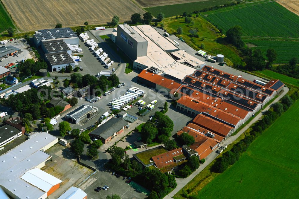 Aerial photograph Coesfeld - High-bay warehouse building complex and logistics center on the premises the organic wholesaler Weiling on street Erlenweg in Coesfeld in the state North Rhine-Westphalia, Germany