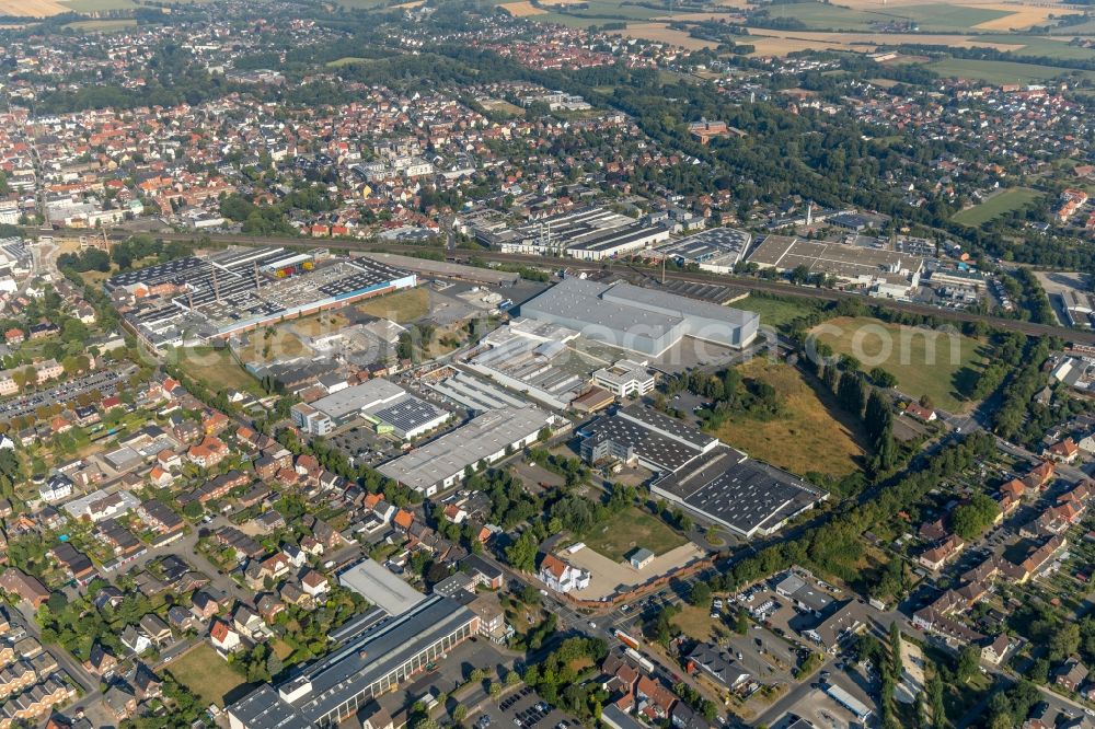 Aerial photograph Ahlen - High-bay warehouse building complex and logistics center on the premises of Franz Kaldewei GmbH & Co. KG in Ahlen in the state North Rhine-Westphalia, Germany