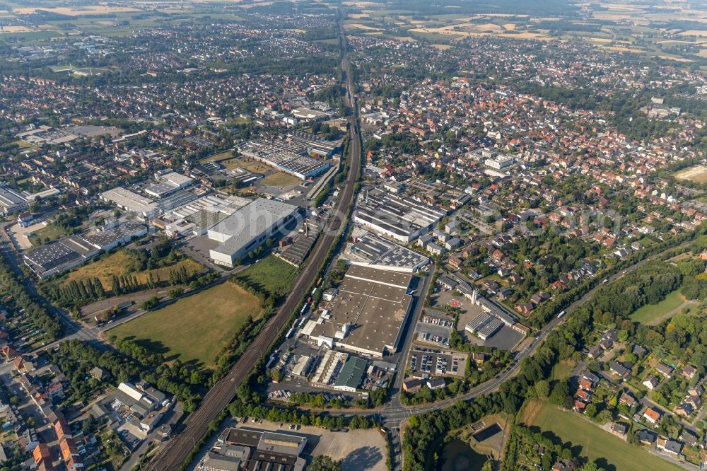 Aerial image Ahlen - High-bay warehouse building complex and logistics center on the premises of Franz Kaldewei GmbH & Co. KG in Ahlen in the state North Rhine-Westphalia, Germany