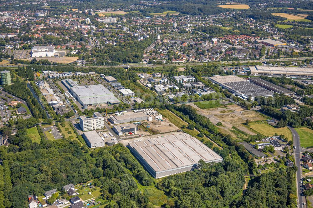 Herne from the bird's eye view: High-bay warehouse building complex and logistics center on the premises in Gewerbegebiet on Koniner Strasse in Herne at Ruhrgebiet in the state North Rhine-Westphalia, Germany