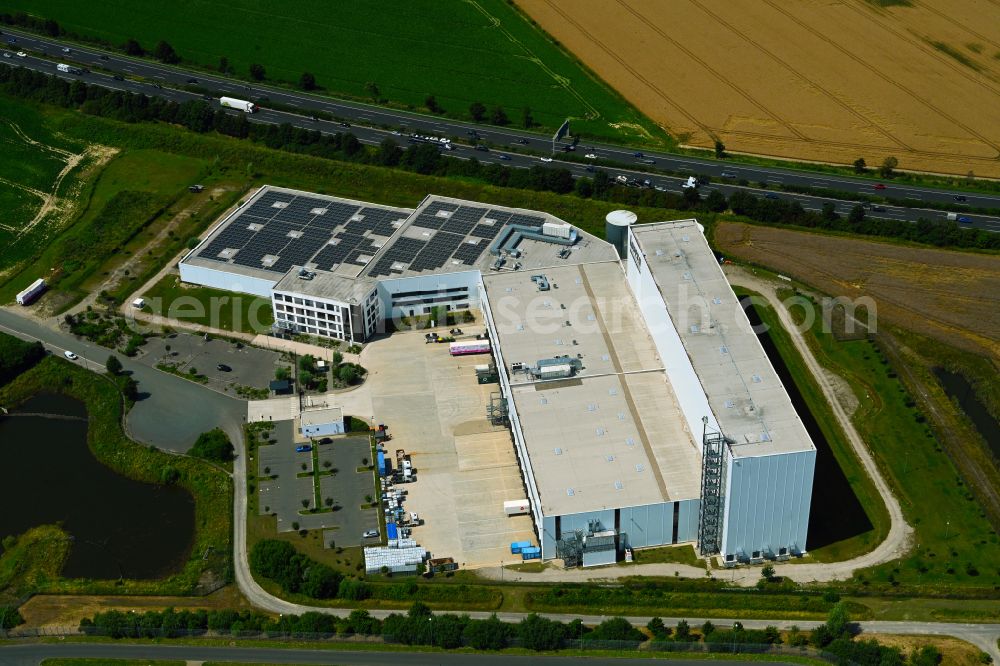 Barsinghausen from above - High-bay warehouse building complex and logistics center on the premises of Laverana GmbH & Co. KG on street Laverastrasse in the district Bantorf in Barsinghausen in the state Lower Saxony, Germany