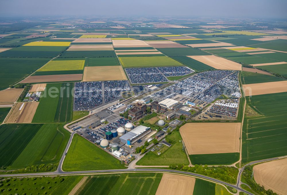 Aerial photograph Zülpich - High-bay warehouse building complex and logistics center on the premises of Wallenius Wilhelmsen ASA on street Richard-Lawson-Strasse in the district Geich in Zuelpich in the state North Rhine-Westphalia, Germany