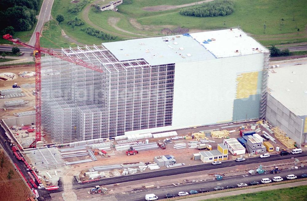 Aerial image Koblenz - Hochregallagerbau nördlich des Flugplatzes Koblenz-Wenningen. Ort: Koblenz Datum: 26.05.03