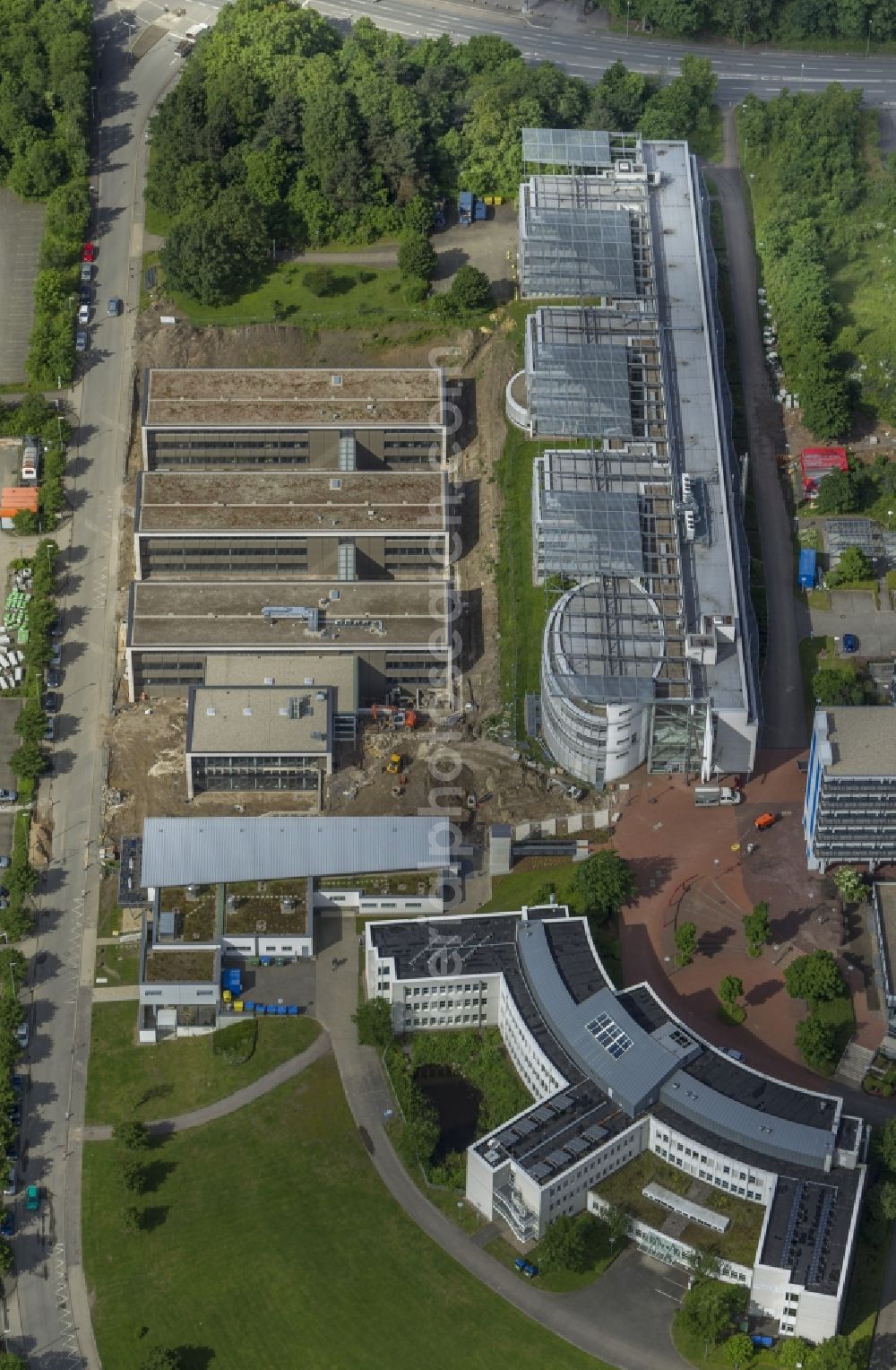 Hagen from the bird's eye view: University campus district with the Open University / University of Hagen in North Rhine-Westphalia NRW