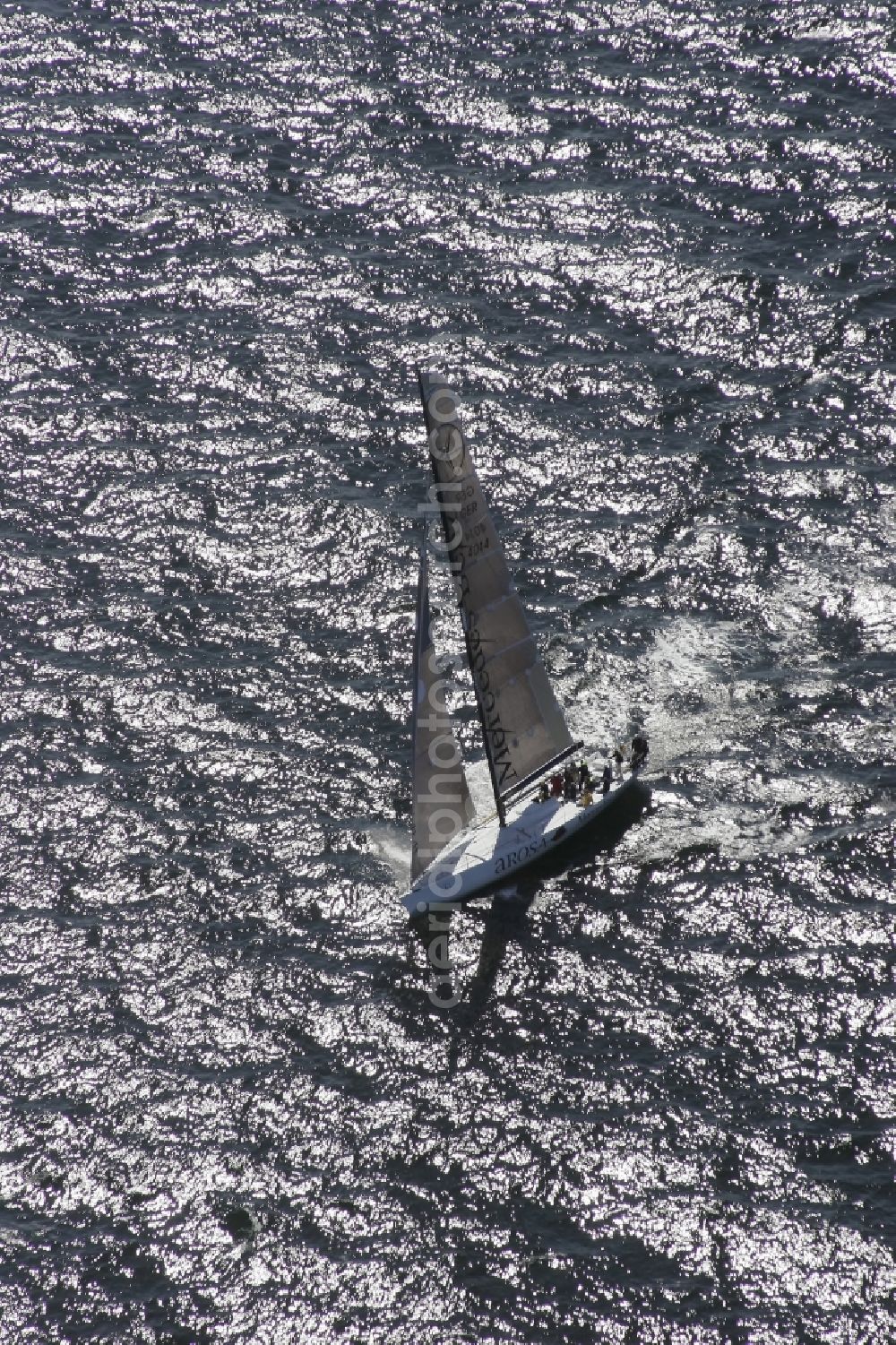 Aerial photograph Kiel - Offshore sailing racing yacht on the Kiel Fjord in Schleswig-Holstein