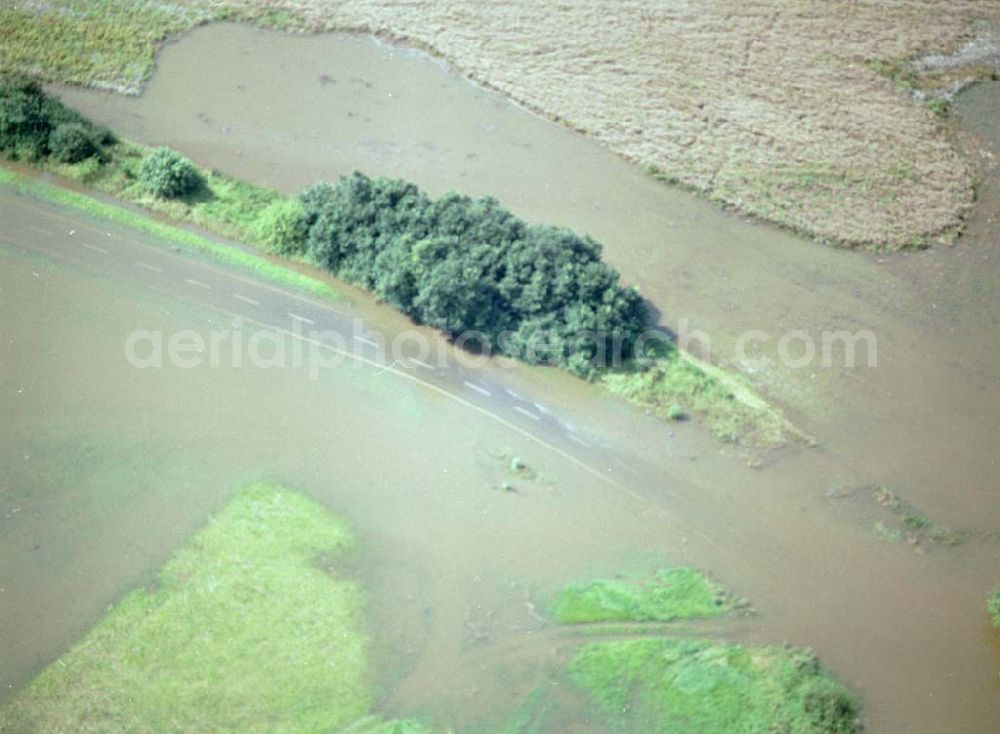 Aerial image Magdeburg - 16.08.2002 Hochwasser am Elbebereich Magdeburg