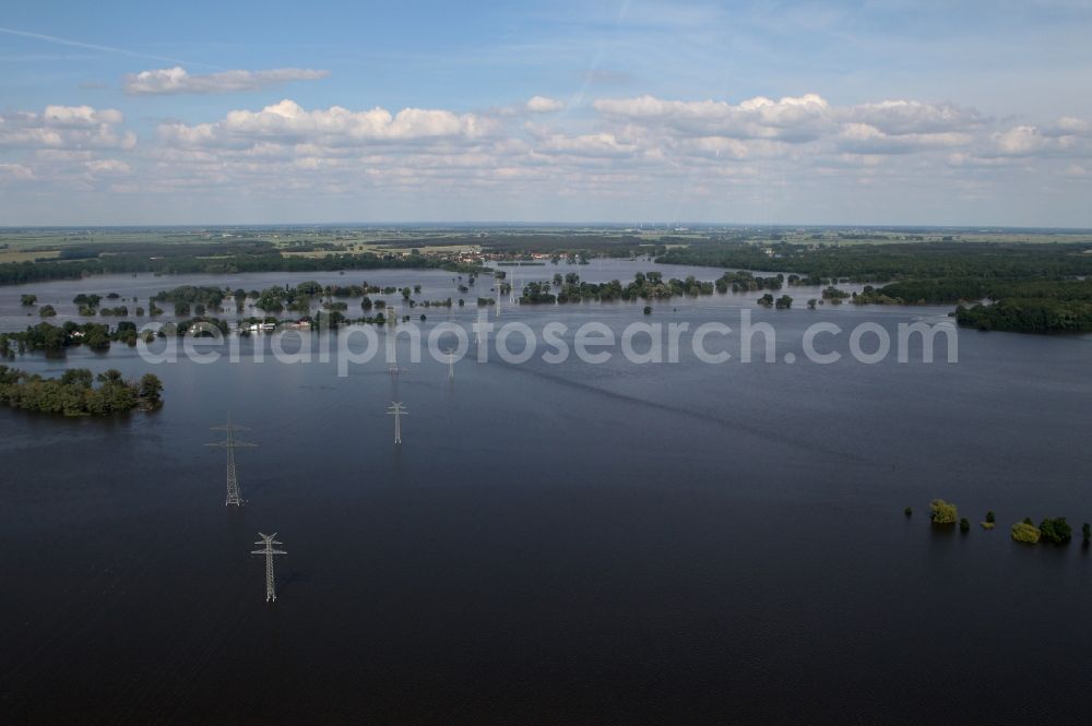 Aerial photograph Barby - Flood level - situation on the floodplains of the Elbe at Barby in Saxony-Anhalt