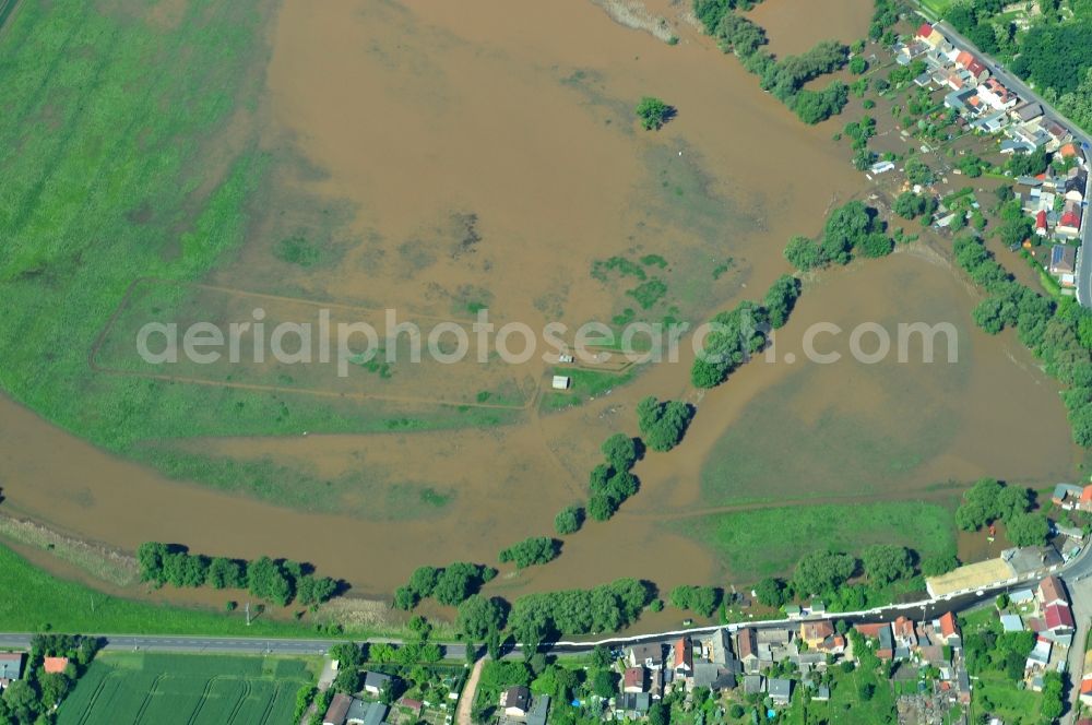 Aerial image Jeßnitz - Flood level - situation from flooding and overflow of the bank of the Mulde at Jeßnitz in Saxony-Anhalt