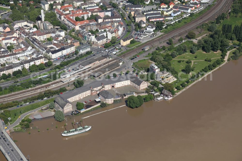 Wiesbaden from above - Flooding in Wiesbaden in the state of Hesse