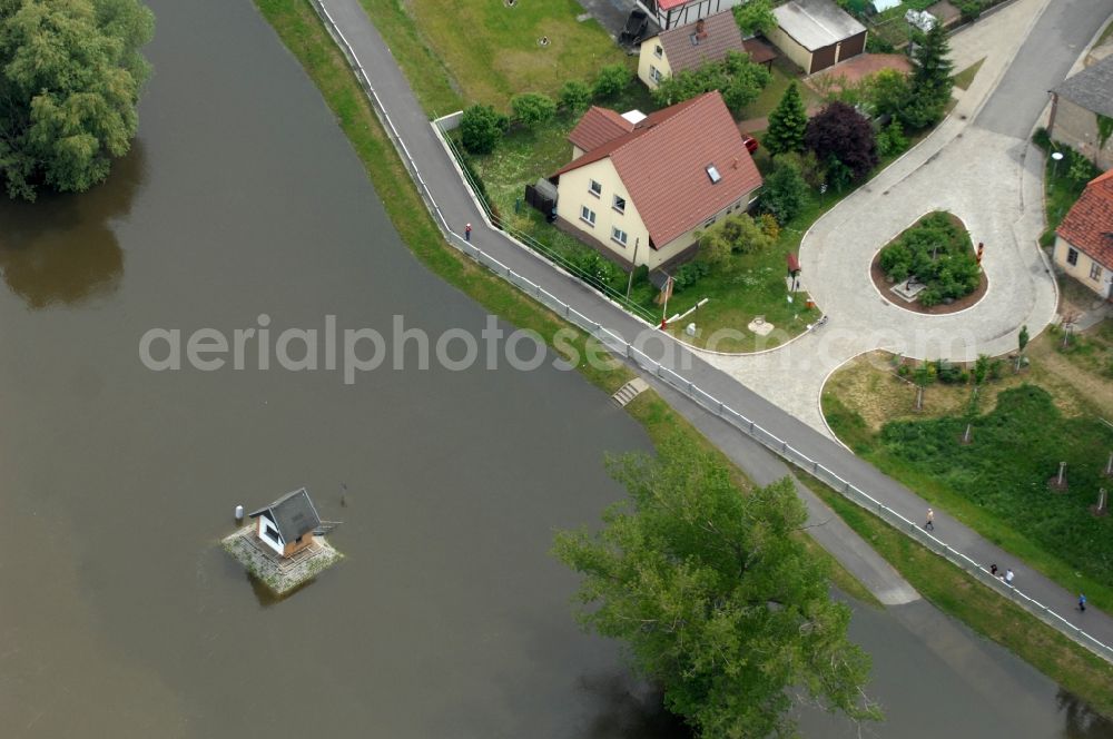 Aerial image Ratzdorf - Flood situation around and in the area in Ratzdorf in the state Brandenburg, Germany