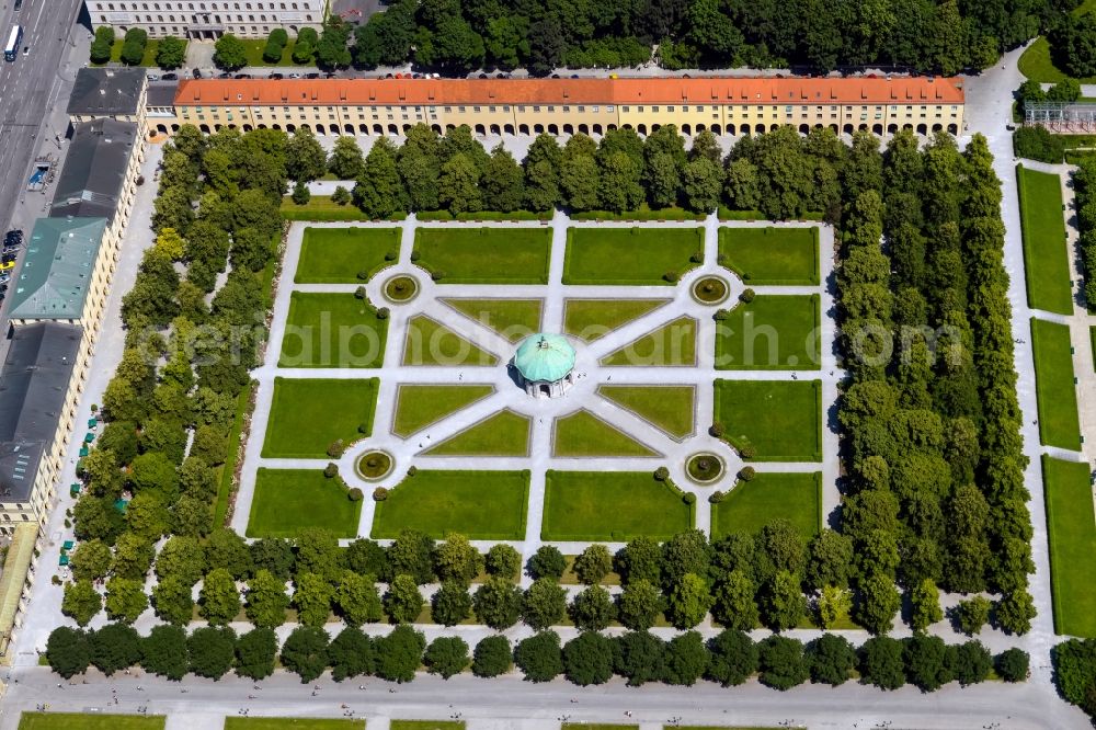 Aerial image München - View of the Hofgarten park compound in Munich in the state of Bavaria