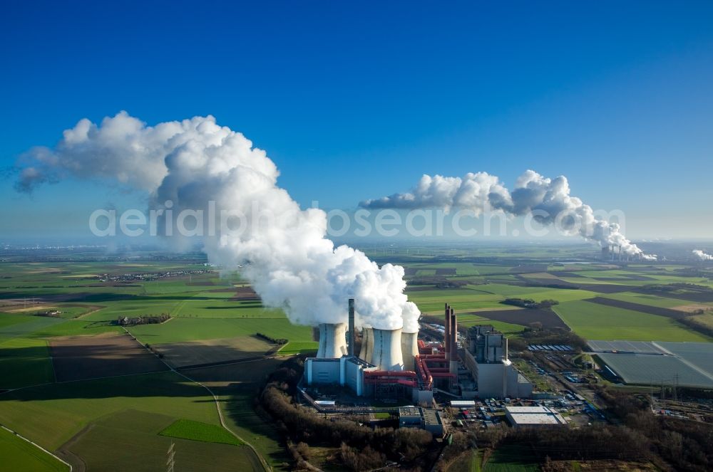 Aerial photograph Grevenbroich - View of the power station Frimmersdorf in Grevenbroich in the state of North Rhine-Westphalia