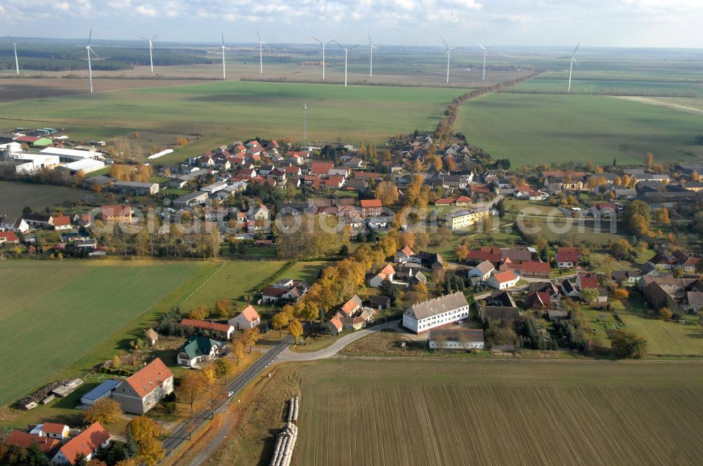 Aerial photograph Niederer Fläming - Blick auf den Ortsteil Hohenseefeld der Gemeinde Niederer Fläming im Landkreis Teltow-Fläming in Brandenburg. Der Ort entstand im 12. Jahrhundert und ist hauptsächlich durch große Ackerflächen geprägt.