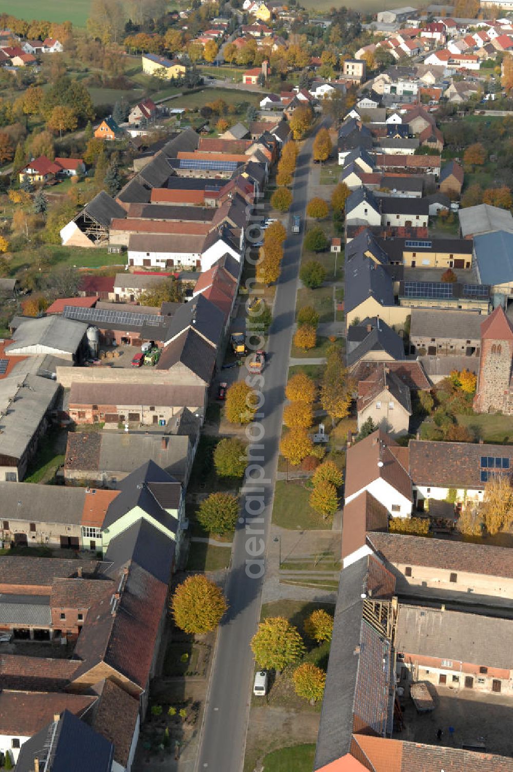 Niederer Fläming from the bird's eye view: Blick auf den Ortsteil Hohenseefeld der Gemeinde Niederer Fläming im Landkreis Teltow-Fläming in Brandenburg. Der Ort entstand im 12. Jahrhundert und ist hauptsächlich durch große Ackerflächen geprägt.