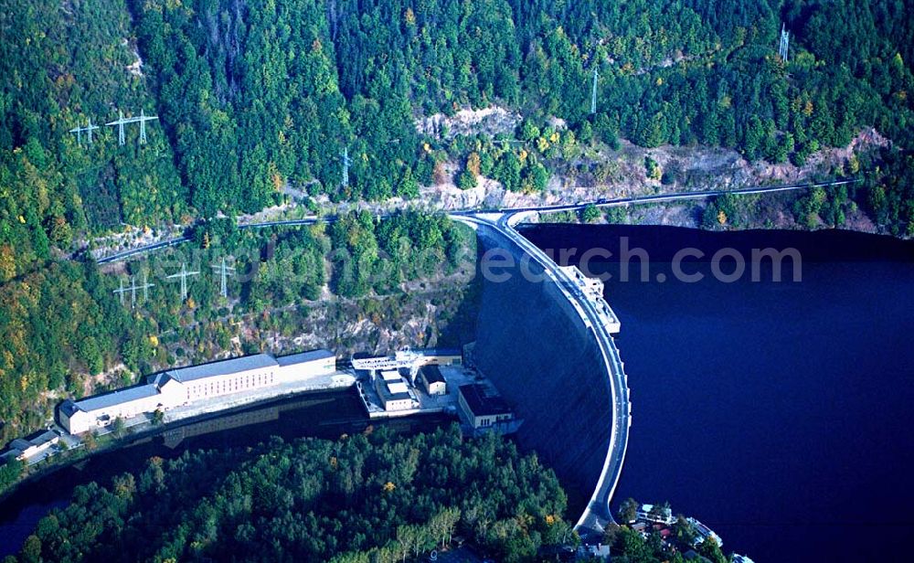 Hohenwarte / Thüringen from above - Die Talsperre Hohenwarte ist die zweitgrößte Talsperre im Oberen Saale System. Hier wird das Pumpspeicherkraftwerk Hohenwarte betrieben. Die Talsperre erstreckt sich auf 27km Länge.