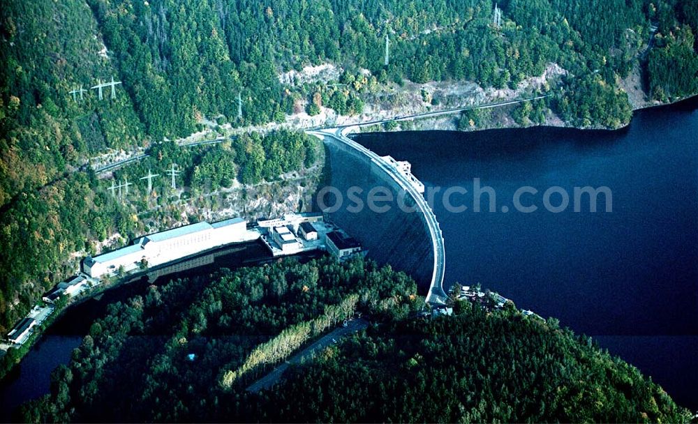 Aerial image Hohenwarte / Thüringen - Die Talsperre Hohenwarte ist die zweitgrößte Talsperre im Oberen Saale System. Hier wird das Pumpspeicherkraftwerk Hohenwarte betrieben. Die Talsperre erstreckt sich auf 27km Länge.