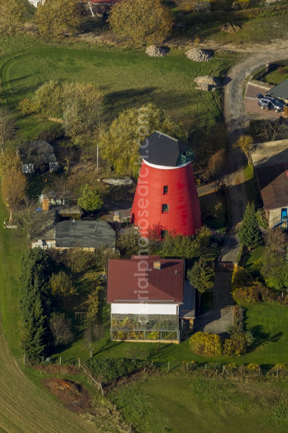 Woldegk from above - Dutch windmills - Mill Museum Woldegk in Mecklenburg - Western Pomerania