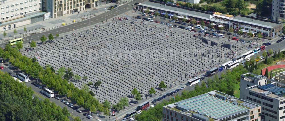 Berlin from the bird's eye view: View of the Holocaust Memorial in Berlin in the homonymous state