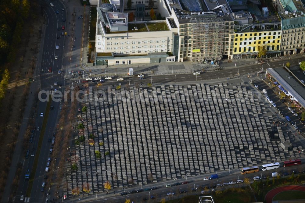 Aerial photograph Berlin - View of the Holocaust Memorial in Berlin in the homonymous state