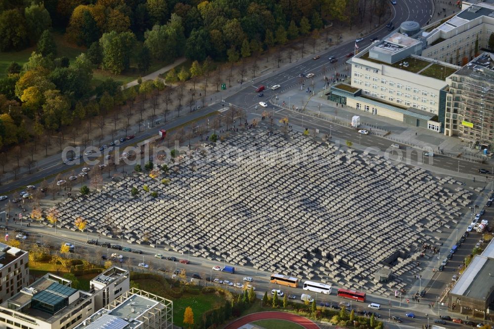 Berlin from the bird's eye view: View of the Holocaust Memorial in Berlin in the homonymous state