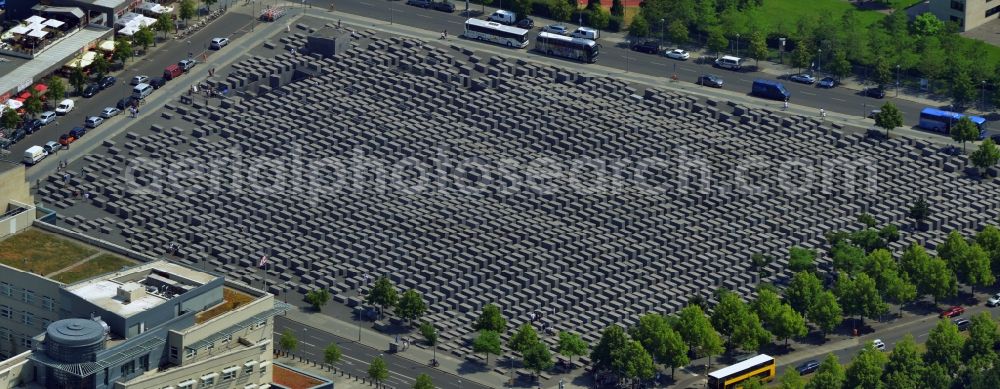 Berlin from above - View of the Holocaust Memorial in Berlin in the homonymous state