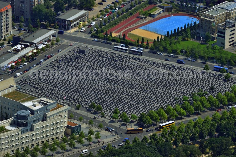 Berlin from the bird's eye view: View of the Holocaust Memorial in Berlin in the homonymous state