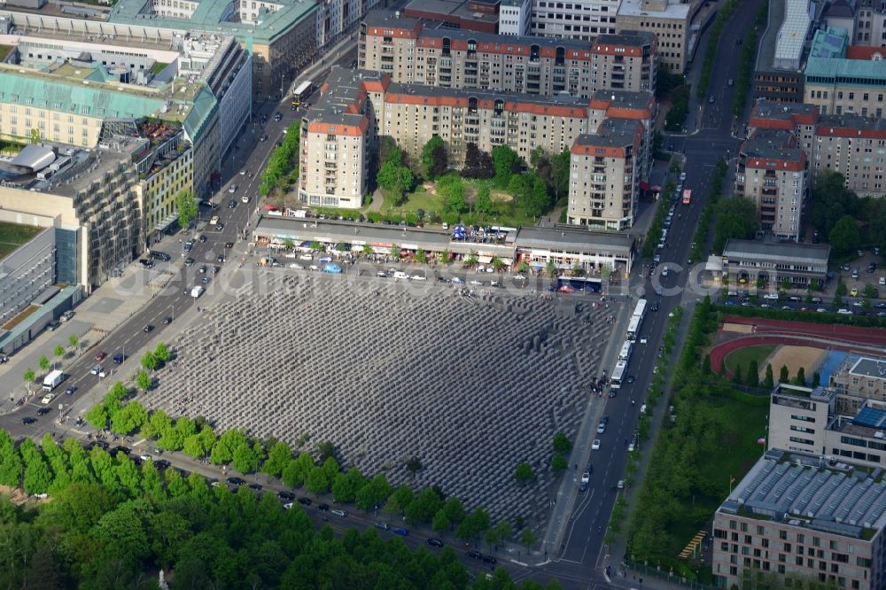 Aerial image Berlin - Holocaust Memorial in Berlin Mitte