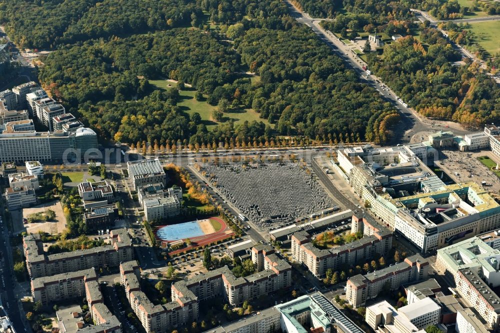 Aerial photograph Berlin - Holocaust Memorial in Berlin Mitte