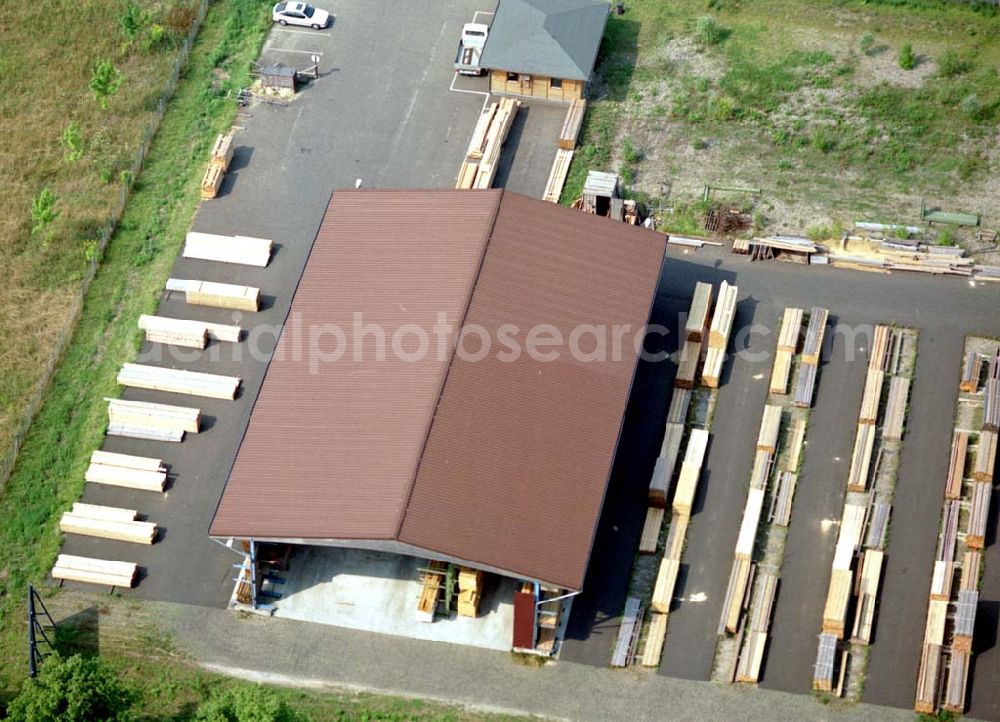 Aerial image Herzfelde / Brandenburg - Holz-Meyer GmbH Holzfachhandel (033434) 445-0 Am Bahnhof, 15378 Herzfelde (im Gewerbegebiet).