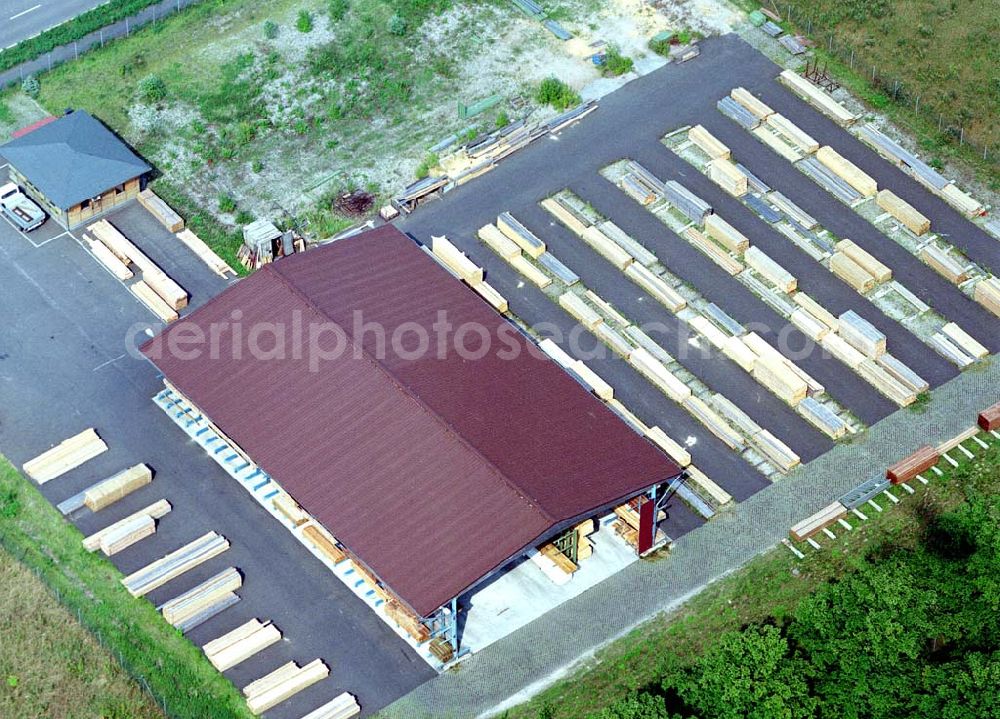 Aerial photograph Herzfelde / Brandenburg - Holz-Meyer GmbH Holzfachhandel (033434) 445-0 Am Bahnhof, 15378 Herzfelde (im Gewerbegebiet).