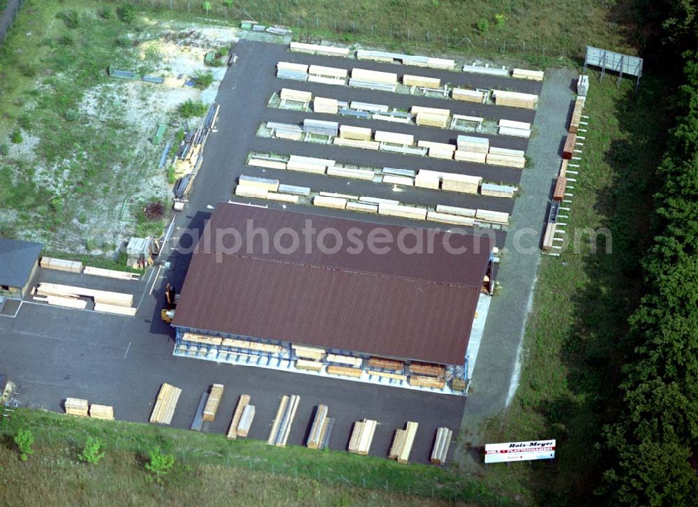 Aerial image Herzfelde / Brandenburg - Holz-Meyer GmbH Holzfachhandel (033434) 445-0 Am Bahnhof, 15378 Herzfelde (im Gewerbegebiet).