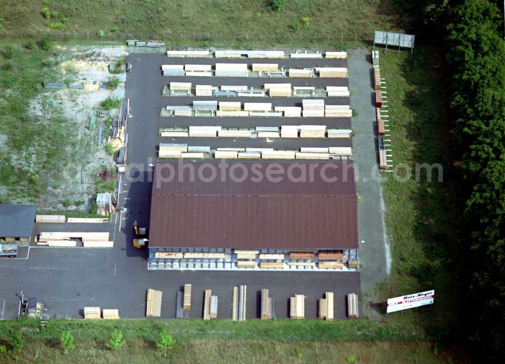 Aerial photograph Herzfelde / Brandenburg - Holz-Meyer GmbH Holzfachhandel (033434) 445-0 Am Bahnhof, 15378 Herzfelde (im Gewerbegebiet).