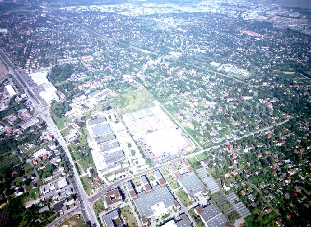 Berlin - Mahlsdorf from above - 20.08.2002 Holzmarkt der Fa. Holz - Possling GmbH & Co. KG an der Landsberger Straße 9 in 12623 BERLIN