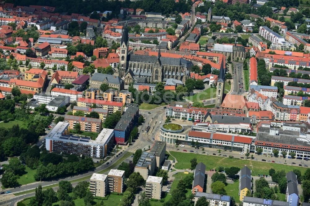 Halberstadt from above - Ensemble space Holzmarkt in the inner city center in Halberstadt in the state Saxony-Anhalt